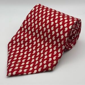 Nautical | Comma Print Silk Necktie Tie | Red/White
